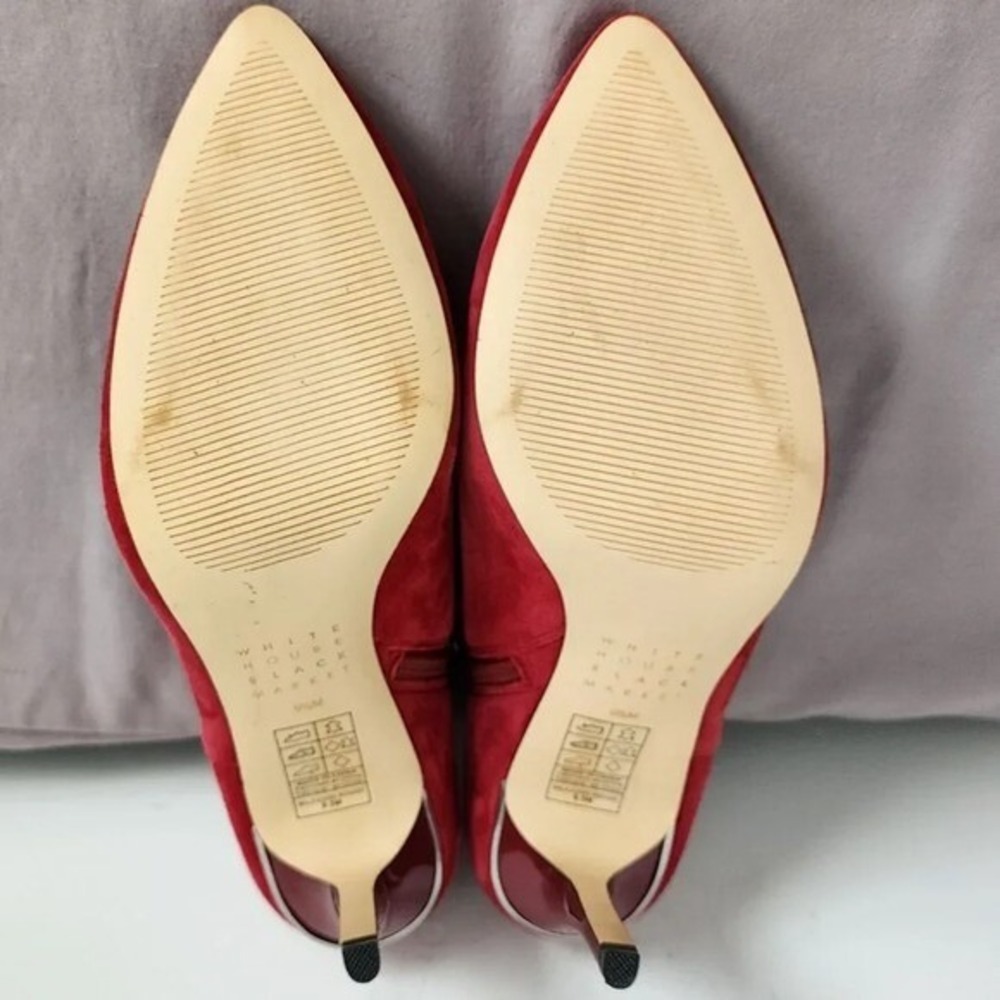 White House Black Market Suede Ankle Boots Booties Pointed Toe Red 9.5M - Picture 9 of 10
